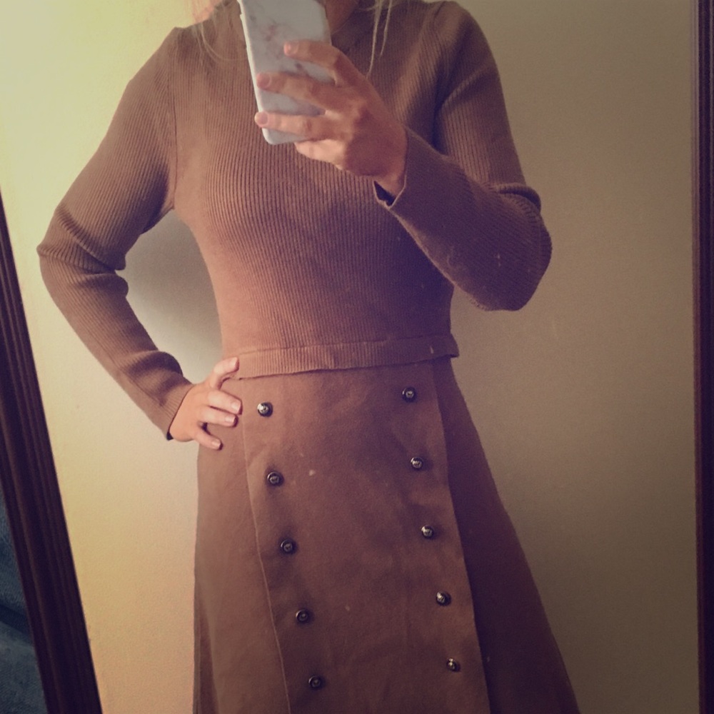 Brown sweater dress